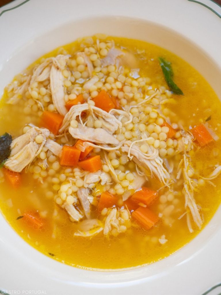 chicken and mint soup served