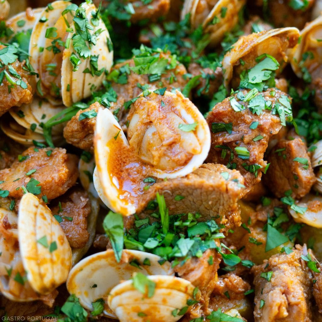 pork and clams plated