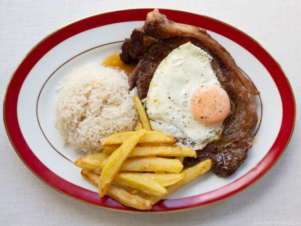 steak with eggs on a plate