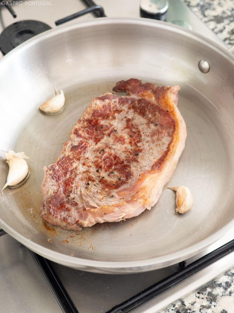 searing the steak